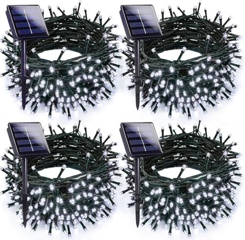 Solar Christmas Lights Outdoor 4 Pack 132FT 400LED String Lights Cool White (4 Count)