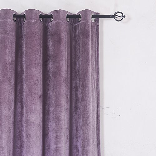 Super Soft Luxury Velvet Set of 2 Lavender Flannel Blackout Curtains Panel Drapes Grommet 52Wx72L inch Purplish Pink