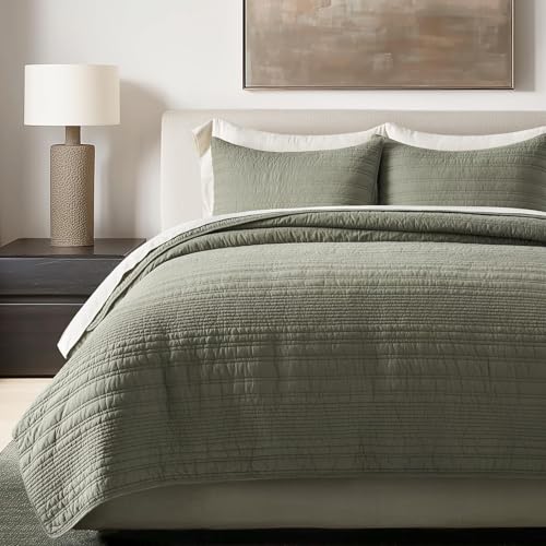 HOME 100% Cotton Modern Lines Quilt Set King Size