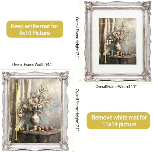 11x14 Vintage Picture Frame with Embossed Flower Design