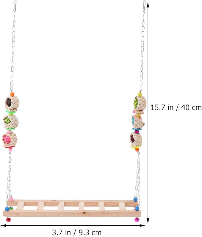 TOYANDONA Pet Chicken Swing with Wooden Climbing Ladder Rooster Standing Rack Natural Wood Hanging Perch for Cage Activity and Hen Play Random Color