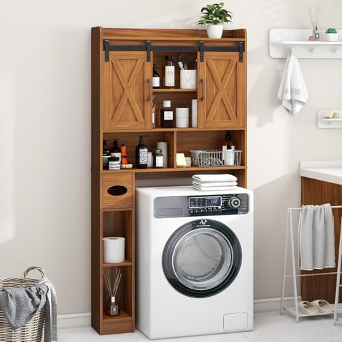 Over The Toilet Storage Cabinet with Sliding Doors