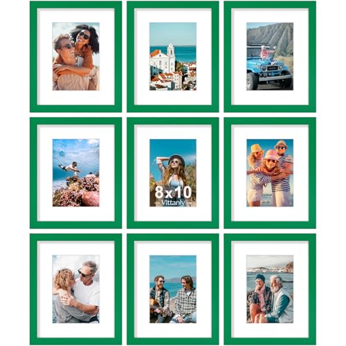 8x10 Picture Frames Set of 9 for Wall or Tabletop Display (9 Count)