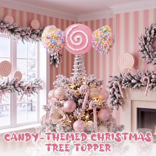 Christmas Tree Topper Decor 9.8" Pastel Candy Cane Treetop Ornament