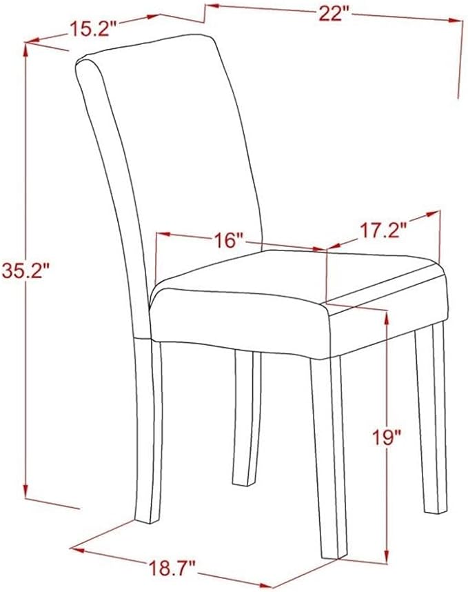 East West Furniture V077AB264-9 9 Piece Modern Dining Table Set Includes a Rectangle Wooden Table with V-Legs and 8 White Faux Leather Parson Dining Room Chairs, 40x72 Inch, Multi-Color
