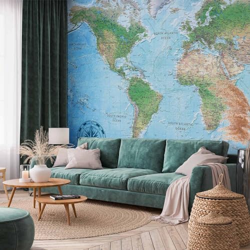 Wall Mural World Map 157x110 in (120.55 Sq Ft)