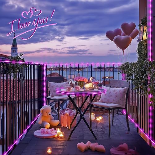 2 Pack 100LED Pink Solar Rope Lights Outdoor Waterproof (33 Foot)