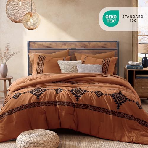 Embroidery California King Comforter Set 7 Pieces Bed in a Bag