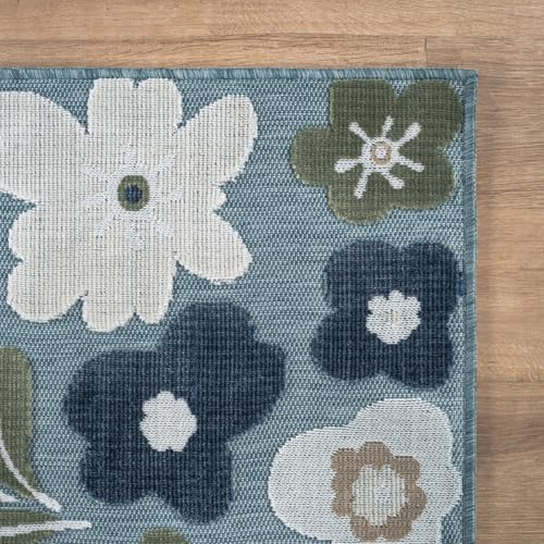 Outdoor Rug 10x14 Large Modern Floral Tropical Area Rugs for Outdoor and Indoor Patio Easy to Clean Non Shedding Living Room Porch Garden Washable Outside Carpet (140 Sq Ft)