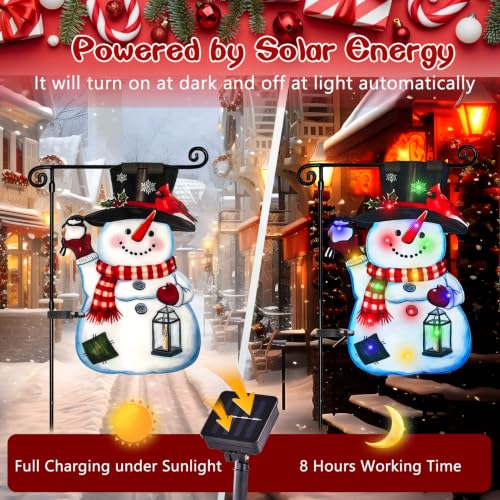 28x40 Lighted Christmas Snowman Garden Flag