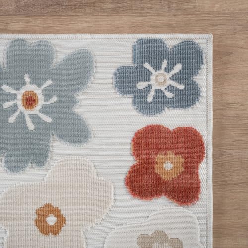Outdoor Rug 10x14 Large Modern Floral Tropical Area Rugs for Outdoor and Indoor Patio Easy to Clean Non Shedding Living Room Porch Garden Washable Outside Carpet (140 Sq Ft)