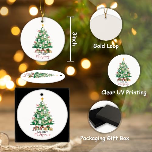 Candy Cane Mahjong Christmas Tree Ceramic Ornament Gifts