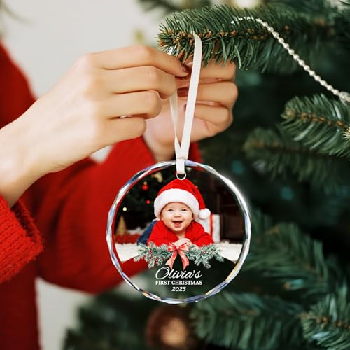 Baby's First Christmas Ornament Personalized Ornaments with Photo & Name