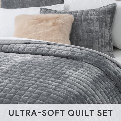 Channel Box Stitch Velvet Quilt Set