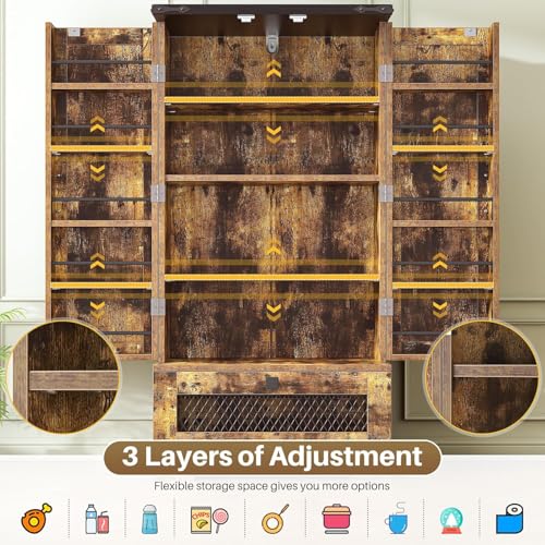 47" Farmhouse Pantry Cabinet with Barn Door & Large Drawer