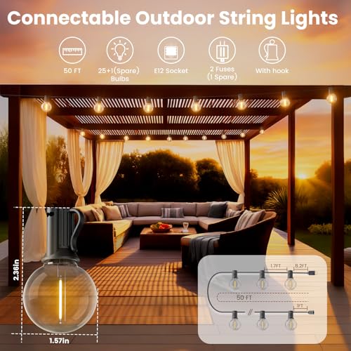 Outdoor String Lights 50ft (50 Foot)