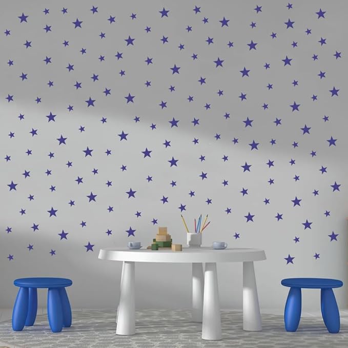 Assorted Matte Dark Blue Wall Vinyl Decals Stickers - 112pcs (1.18" to 1.97" Sizes) – Easy Peel and Stick, Perfect for Nursery, Kids Room, Bedroom Décor by BugyBagy