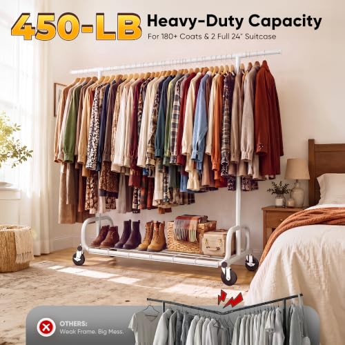 Clothes Rack 450LBS Adjustable Garment Rack with Wheels