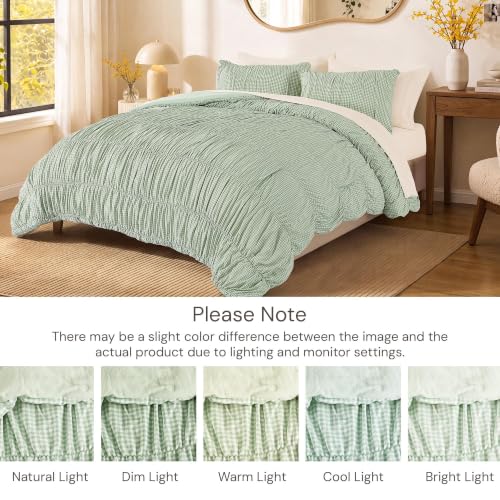 Green Gingham King Size Comforter Set