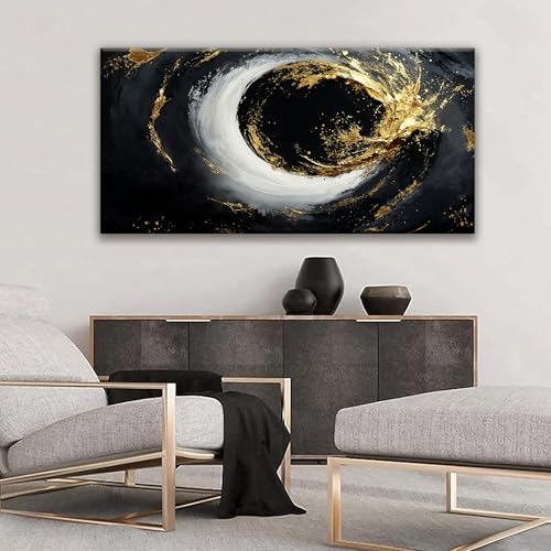 Abstract Wall Art For Living Room Modern Canvas Art Wall Decor Print Painting Abstract Wall Decor Pictures Black And Gold Wall Art Picture For Bedroom Hotel Home Artwork 24 X 48 Inch