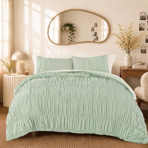 Green Gingham King Size Comforter Set