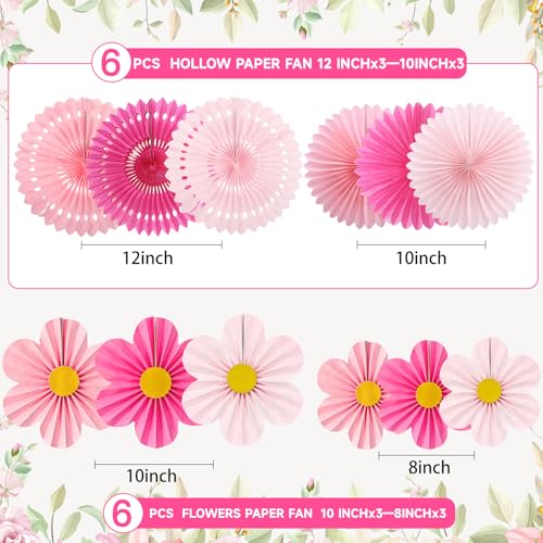 Pink Paper Fans Wall Decor (12 Count)