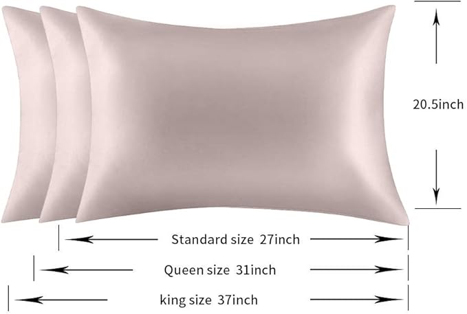 100% Mulberry Silk Pillowcases Set of 2 for Hair and Skin and Super Soft and Breathable Queen Size Nature Silk Pillowcases (Queen, Apricot Gray)