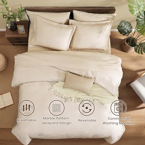 Queen Comforter Set 7 Pieces Birch Marble Bed in a Bag