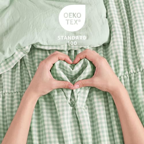 Green Gingham King Size Comforter Set