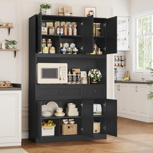 72" Kitchen Pantry Cabinet Microwave Stand