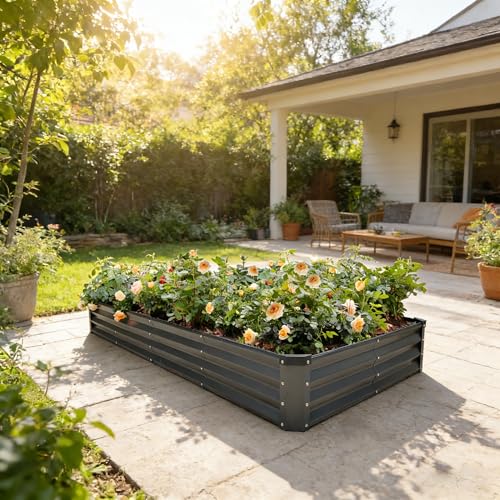GARDMAX 8x4x1FT Galvanized Raised Garden Bed Kit