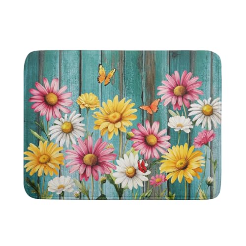 Farmhouse Flower Dish Drying Mat for Kitchen Counter Spring Summer Floral Country Super Absorbent Reversible Microfiber Kitchen Countertop Protector Dishes Pad Large 18x24 inch