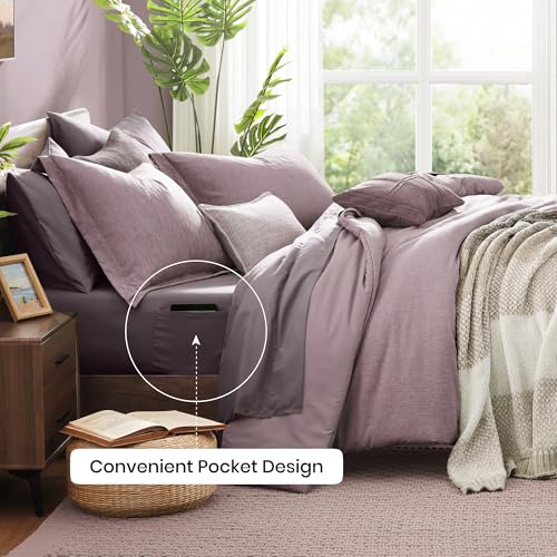 King Size Comforter Set 7 Pieces Lilac Cationic Dyeing Bed in a Bag
