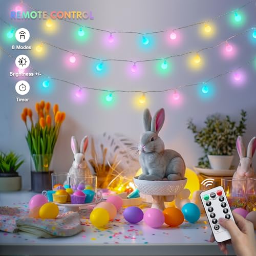 33ft 100 LED Globe Easter Lights Battery Operated with Remote
