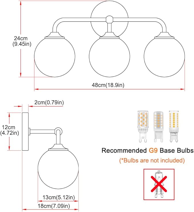 Black Bathroom 3-Lights Vanity Light Fixtures, Minimalist Vanity Lights
