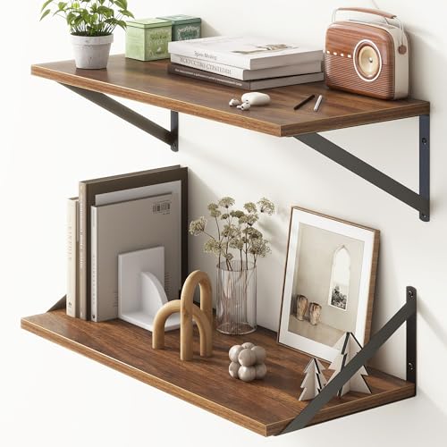 Deep Walnut Floating Shelves for Wall (2 Count)
