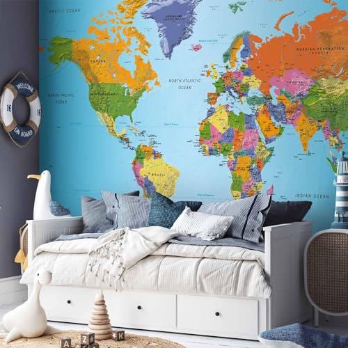 Wall Mural World Map 118x83 in (67.81 Sq Ft)