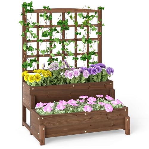 2 Tier Raised Garden Bed with Trellis & Legs