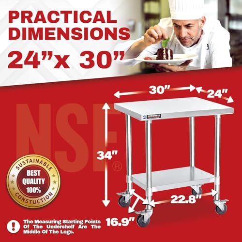 24x30 NSF Stainless Steel Cart Work Table