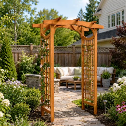 Solid Fir Wood Garden Arch Trellis for Climbing Plants Outdoor
