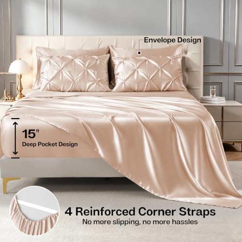 Satin Twin XL Comforter Set Champagne