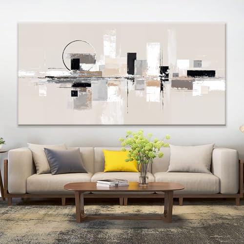 Large Abstract Wall Art For Living Room Painting Black White Wall Art Prints Minimalist Grey Brown Abstract Art Modern Canvas Art Wall Decor Picture For Bedroom Office Home Decoration 39" × 78"