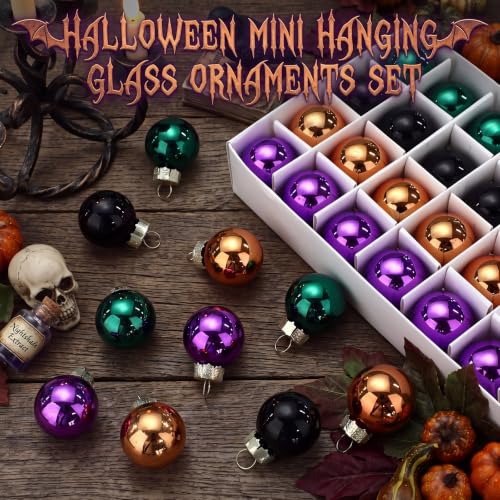 32 Pcs 1'' Mini Glass Halloween Ornament (32 Count)