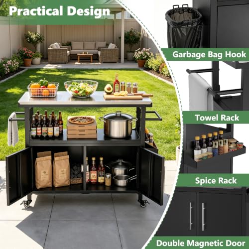 Outdoor Grill Cart with Stainless Steel Top