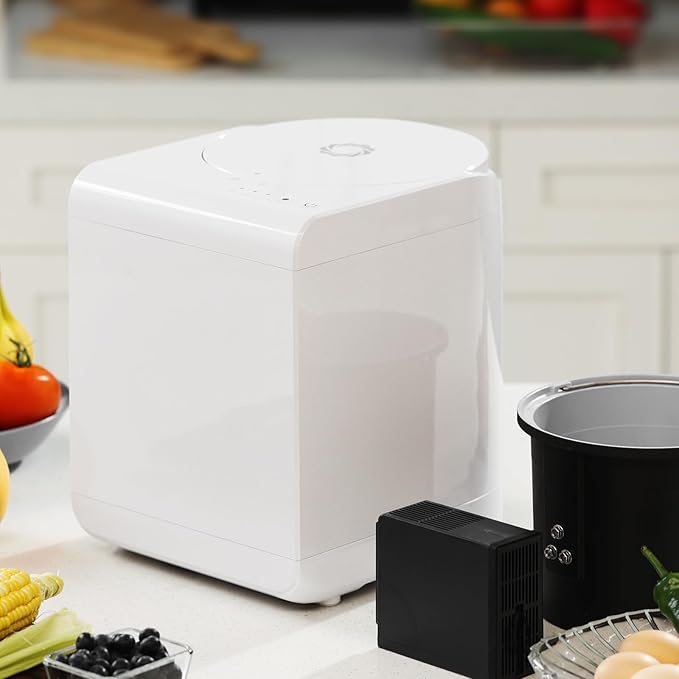 Airthereal Revive R500 Electric Kitchen Composter, SHARKSDEN® Tri-Blade, Turn Food Waste and Scraps into Natural Fertilizer for Plants, Glossy Pearl White