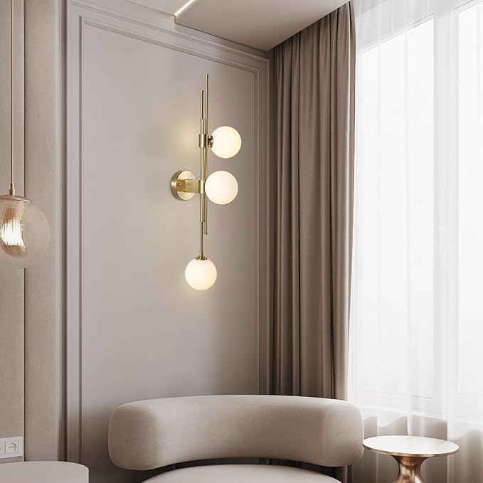 3-Light Globe Wall Sconces, Mid Century Modern Wall Light Fixtures, Vanity