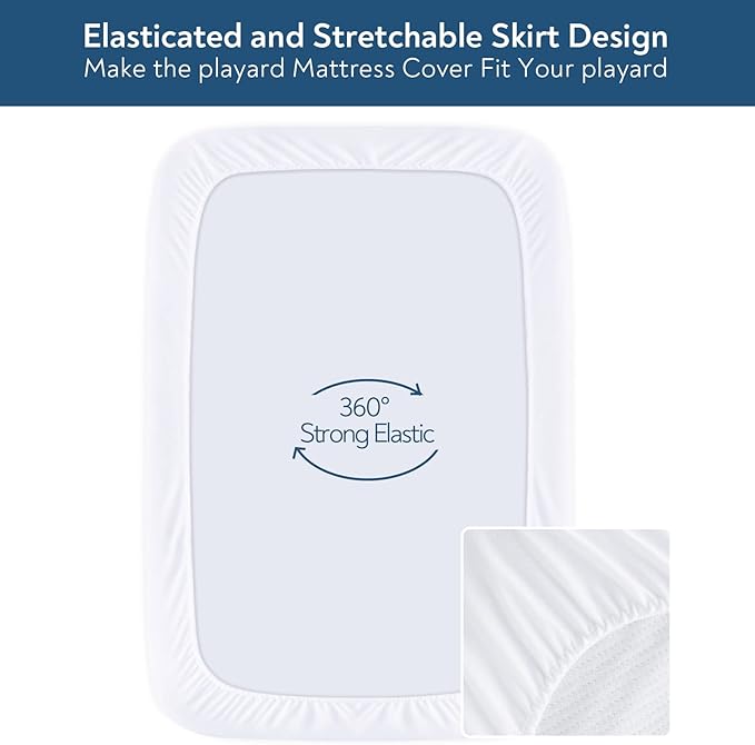 2 Pack Waterproof Pack and Play Mattress Protector Covers 28.5" x 41" for 4moms Breeze Playard Pad, Fit for 4moms Breeze Plus & Go Portable Playard, Quilted Cotton Terry Surface