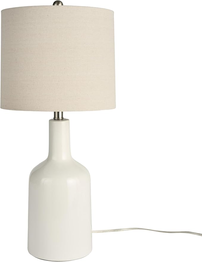 Nourison Home 22" Glossy White Ceramic Table Lamp