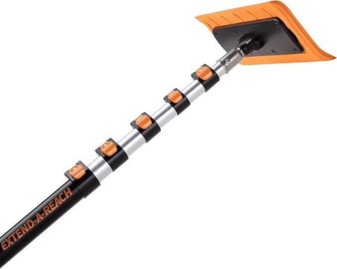 5-24 ft Telescoping Snow Roof Rake // High Reach Solar Panel Snow Removal Tool for Roofs, RVs & Cars // Heavy Duty Snow Rake for House Roof // 13.6" Scratch-Free Soft Foam Blade // Push Pull Design