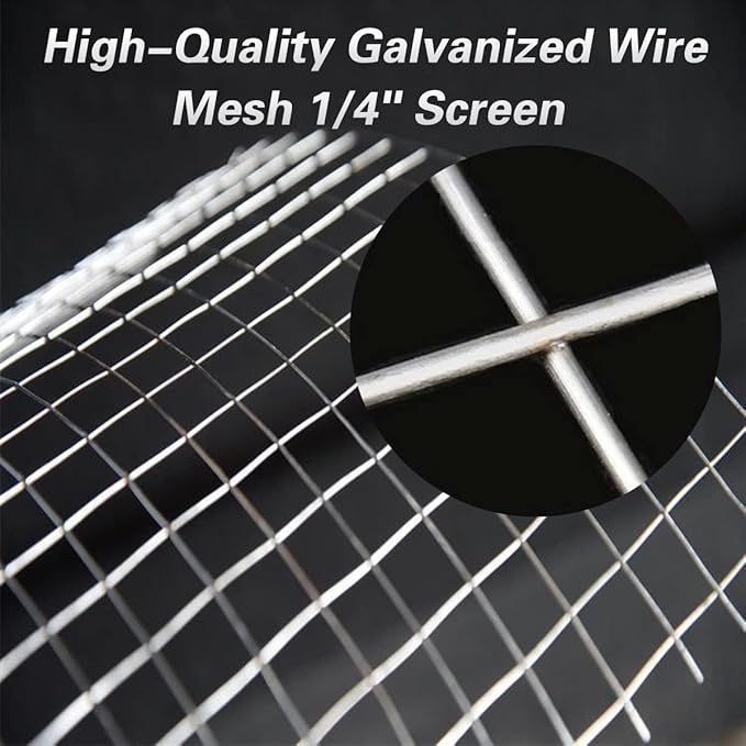 Hardware Cloth 16'' x 20' 1/4 in Galvanized Wire Mesh Roll (23 GA) Chicken Wire Fence Roll for Chicken Pen/coop Fences, Screen mesh, Rabbit/Snake Fences, Poultry enclosures, Handicraft Making, etc.